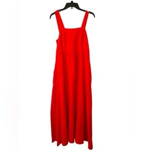 Francesca Bettini Made in Italy Linen Blend Sleeveless Red Tieback Dress Sz L